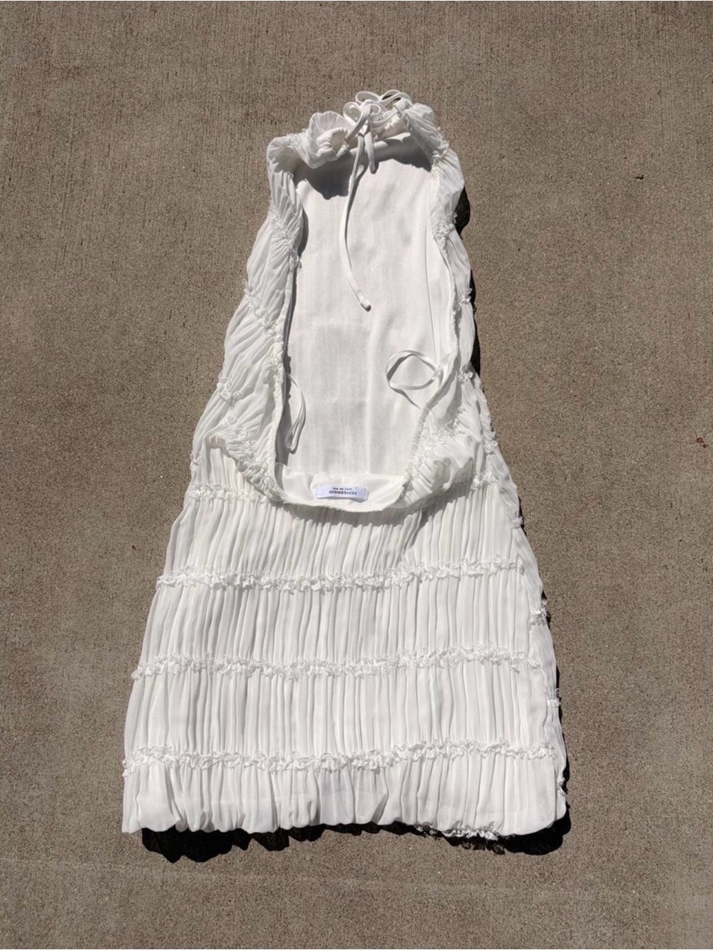 Peppermayo White Halter Ruffle Mini Dress 8 - Picture 3 of 6